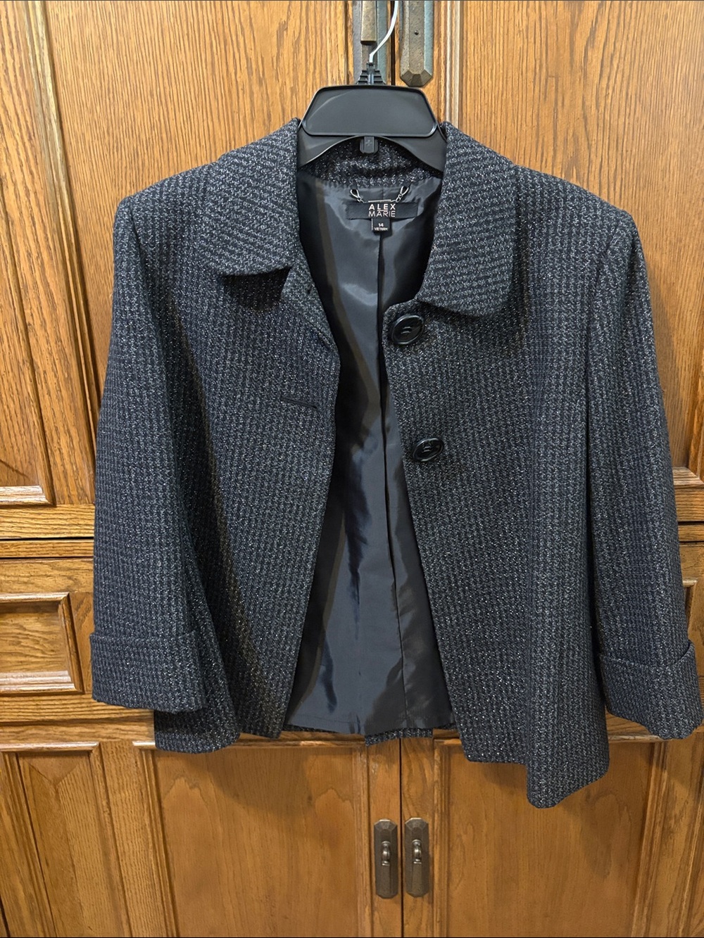Alex Marie Dark Charcoal Cropped Blazer